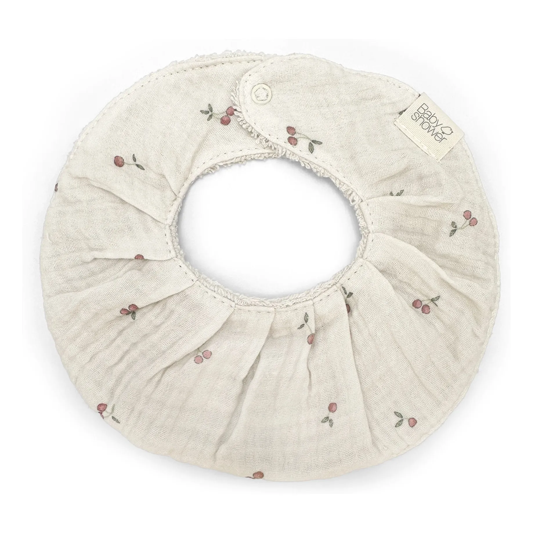 Babyshower Ecru Bib Fancy Cherries
