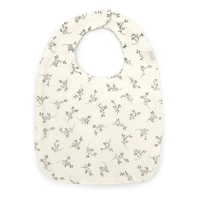 Bavoir Olive Bloom | Ecru