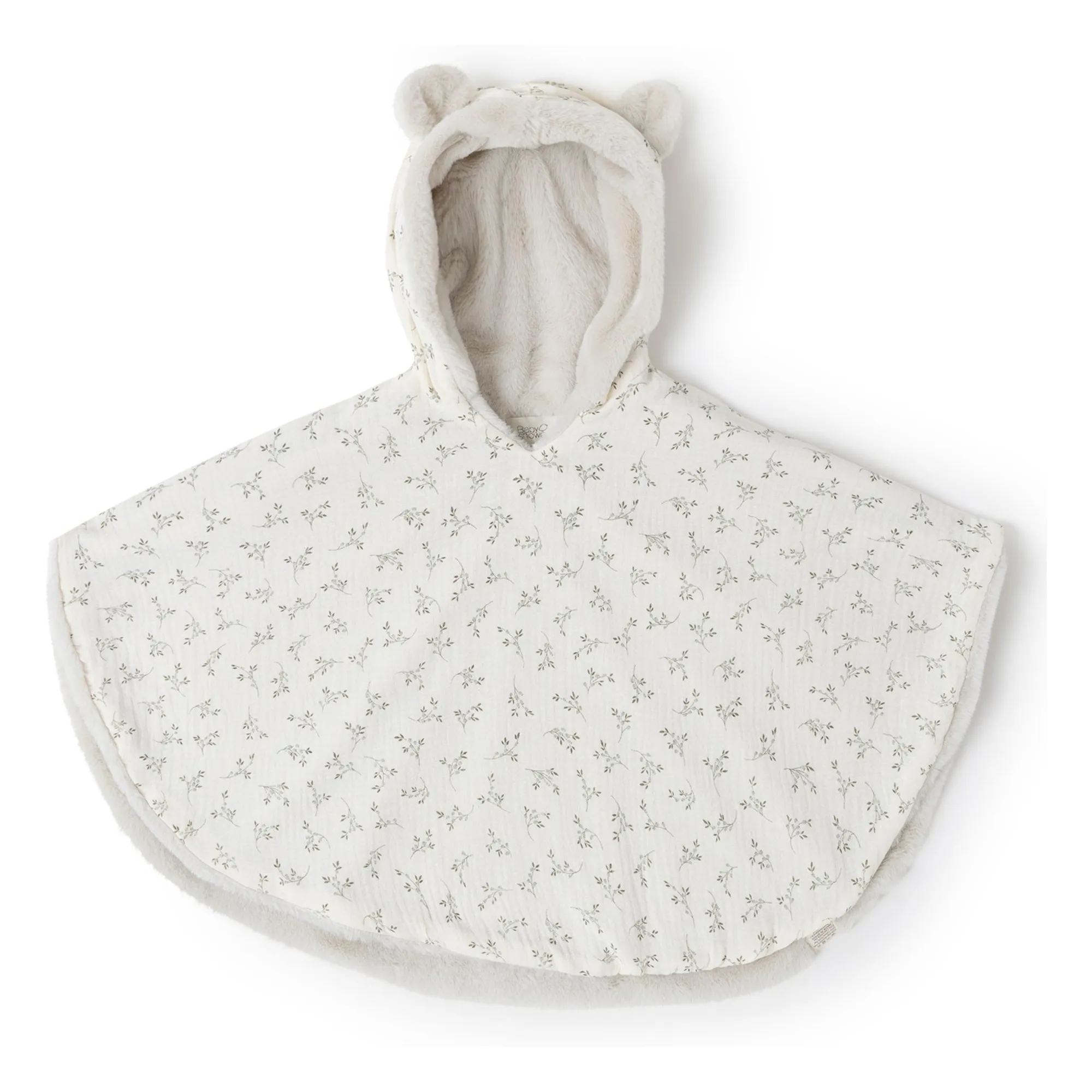 Babyshower Ecru Olive Bloom Fleece Poncho