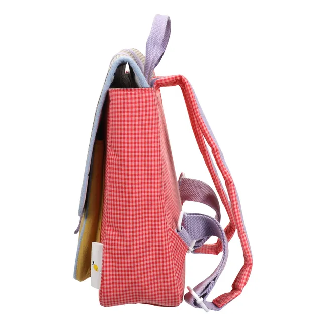 Satchel Fleur Carreaux | Rose boisé