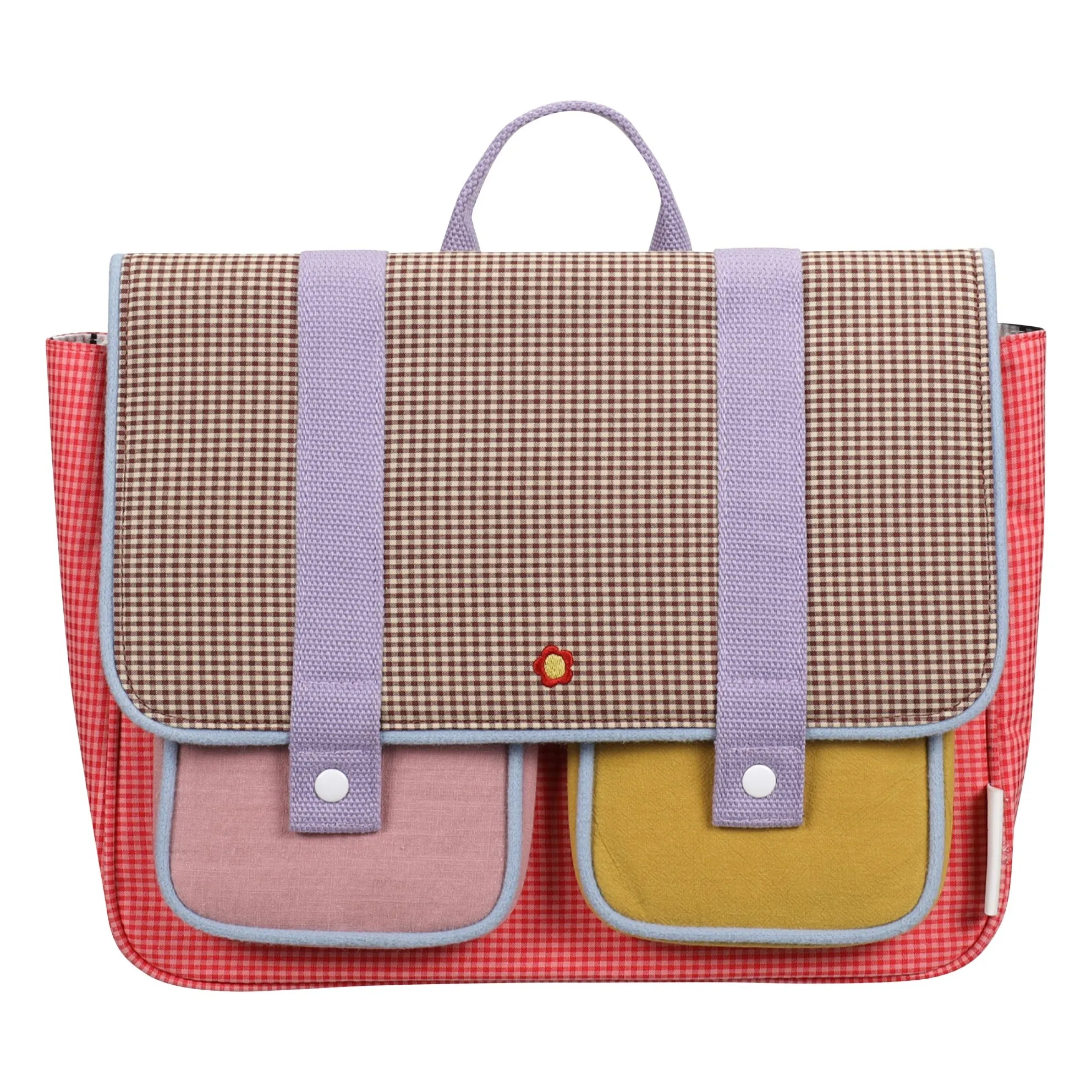 Cartable Fleur Carreaux | Rose boisé- Image produit n°0