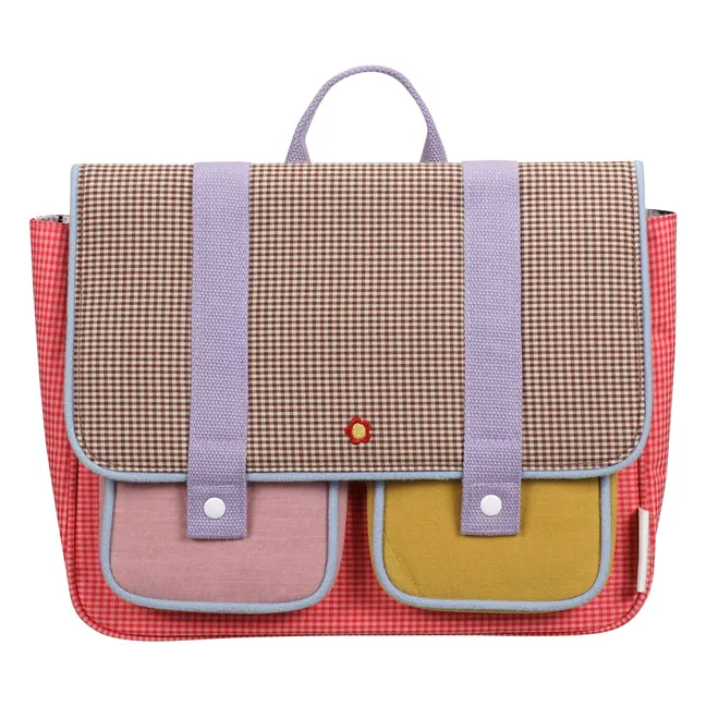 Cartable Fleur Carreaux | Rose boisé
