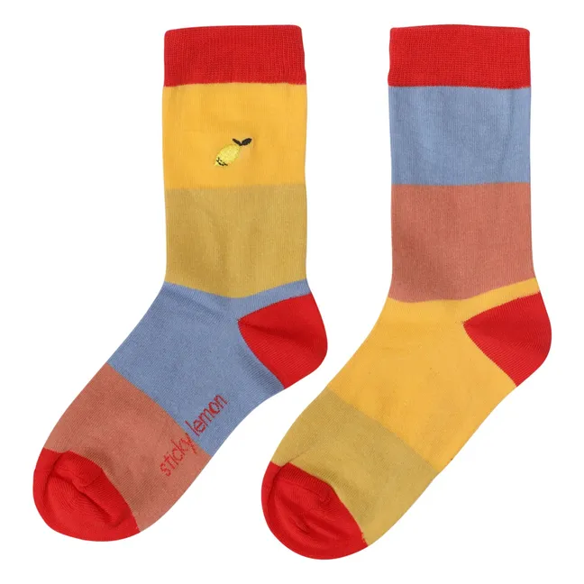 Chaussettes Citron Rayées | Jaune