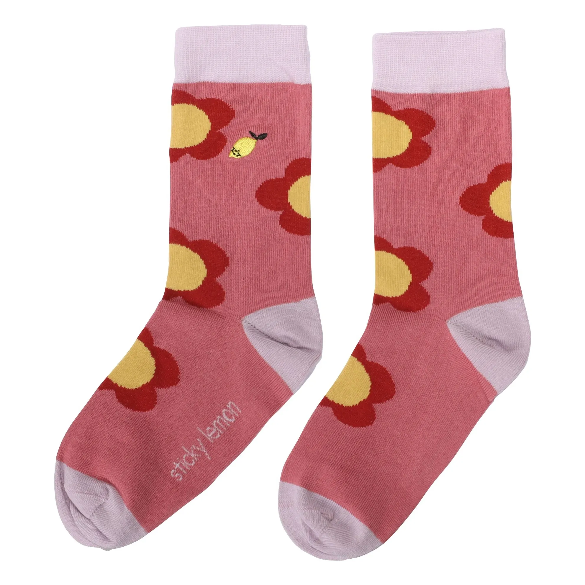 Sticky Lemon Powder Pink Flower Socks