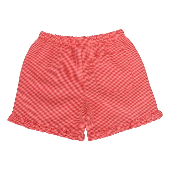 Shorts limón con volantes y cuadros | Coral