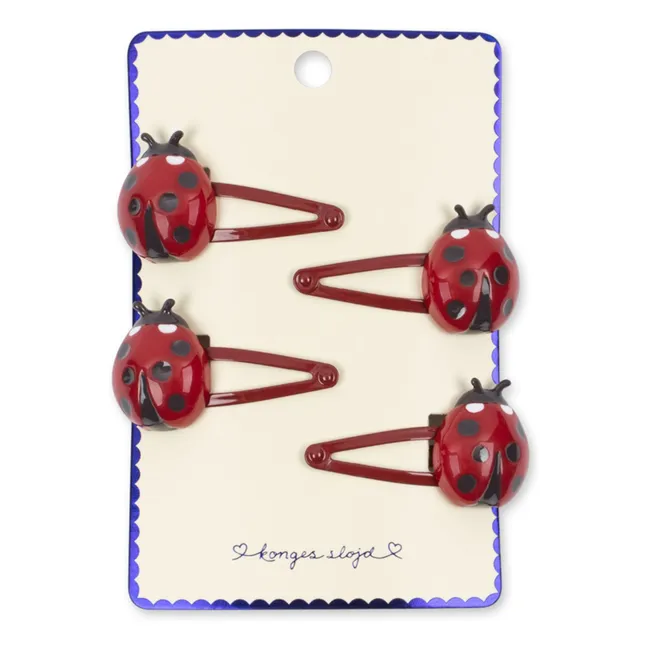 Lot de 4 Barrettes Coccinelles | Rouge