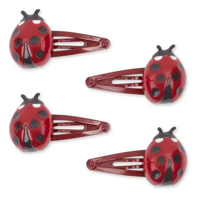 Lot de 4 Barrettes Coccinelles | Rouge