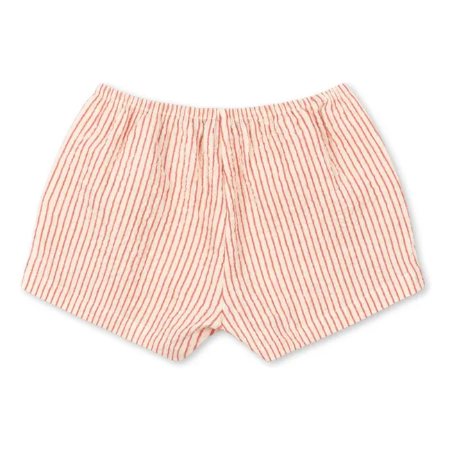 Short Ellie Rayé Coton Bio | Rouge