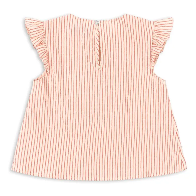 Top Ellie Rayé Coton Bio | Rouge