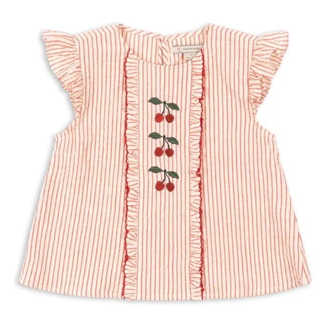 Top Ellie de rayas de algodón orgánico | Rojo