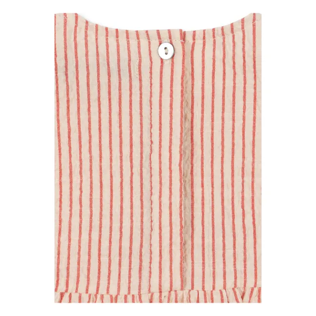 Combishort Ellie Rayée Coton Bio | Rouge