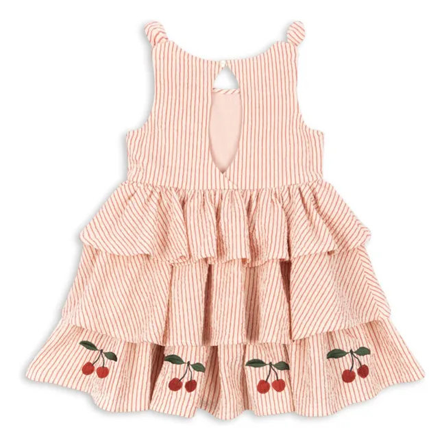 Robe Ellie Rayée Coton Bio | Rouge