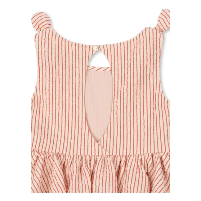 Robe Ellie Rayée Coton Bio | Rouge