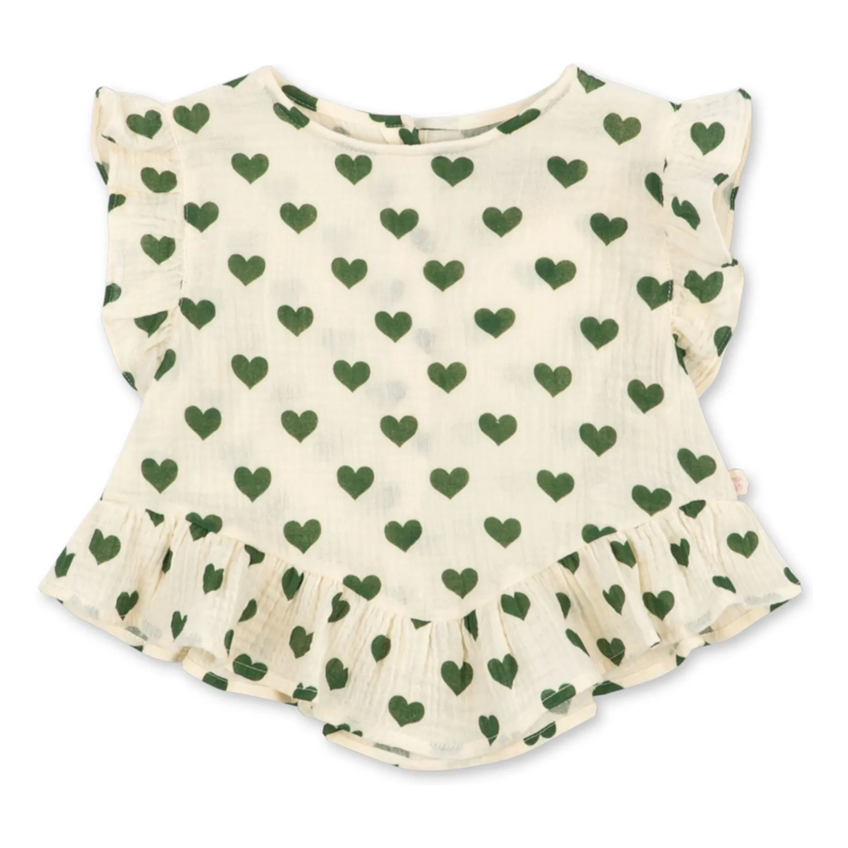 Konges Sløjd Ecru Coco Hearts Organic Cotton Top
