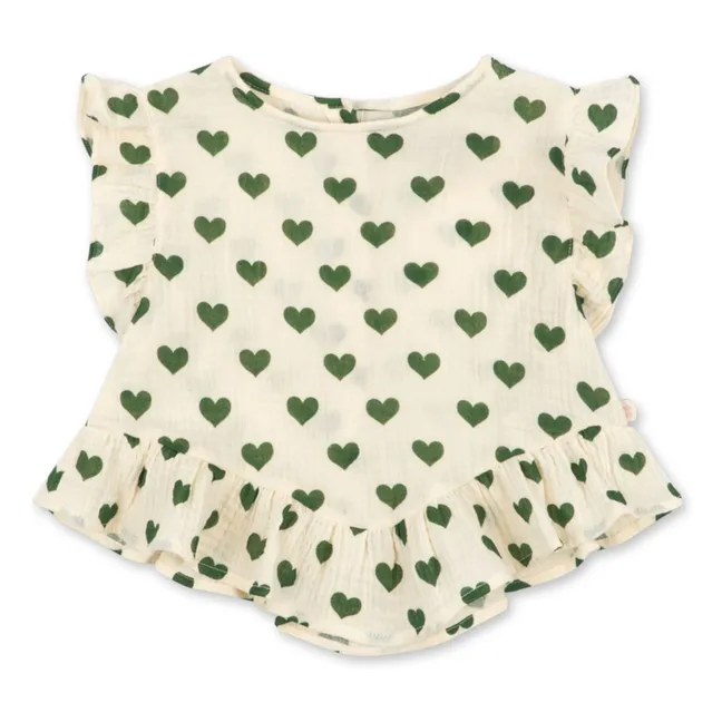 Top de algodón orgánico Coco Hearts | Crudo