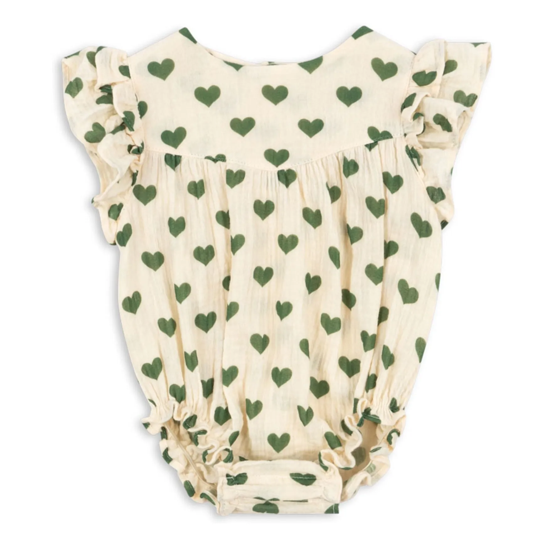 Konges Sløjd Ecru Coco Hearts Organic Cotton Romper