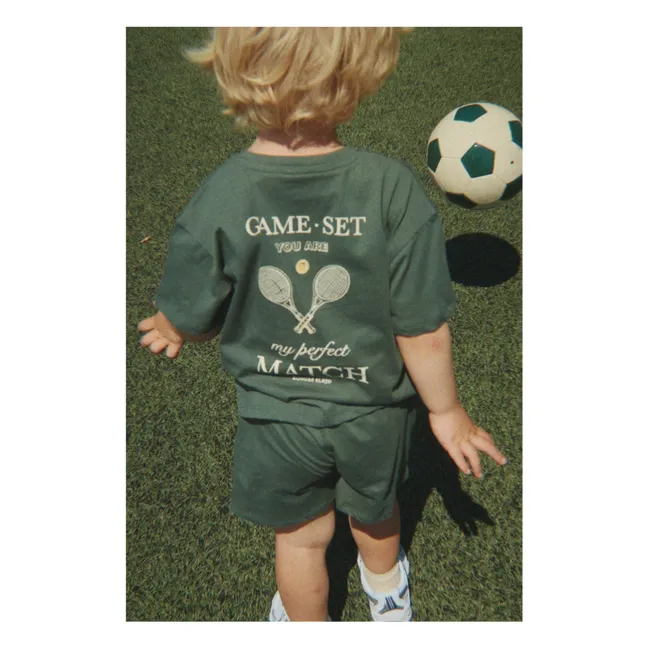 Ensemble T-shirt et Short Famo Tennis Coton Bio | Vert foncé