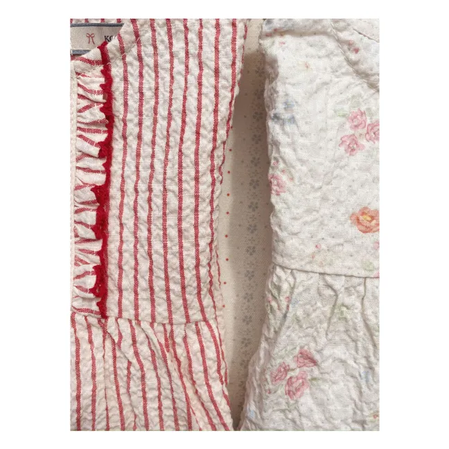 Combishort Ellie Rayée Coton Bio | Rouge