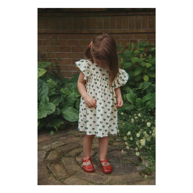 Abito in cotone organico Coco Hearts | Ecru