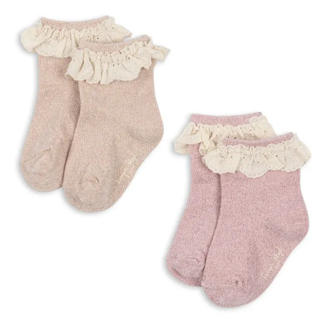 Lot de 2 Paires de Chaussettes Pailettées | Rose