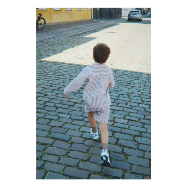 Short Ely Rayé Coton Bio | Rouge