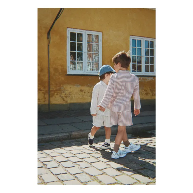 Short Ely Rayé Coton Bio | Rouge