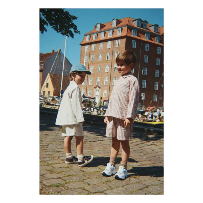 Short Ely Rayé Coton Bio | Rouge
