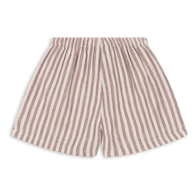 Short Ely Rayé Coton Bio | Rouge