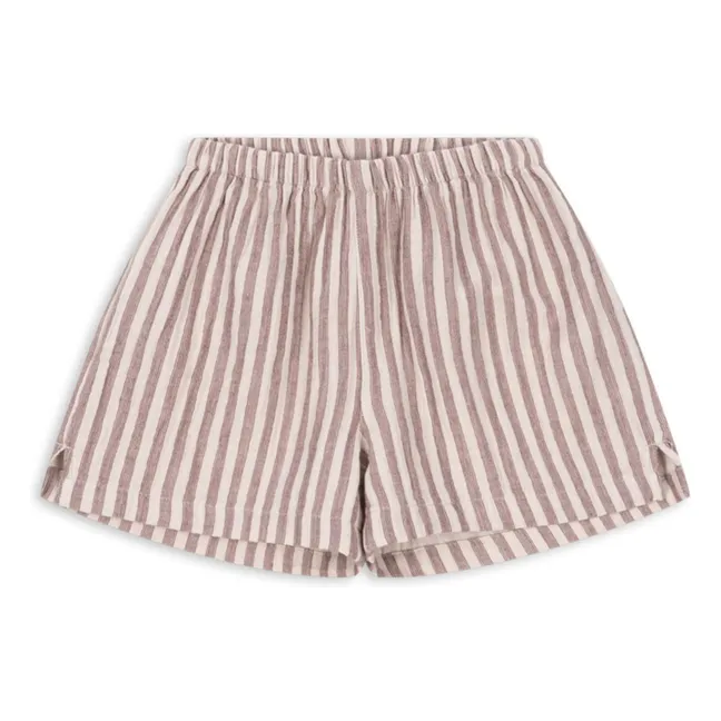 Short Ely Rayé Coton Bio | Rouge