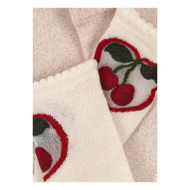 Lot de 2 Paires de Chaussettes Cerises | Ecru