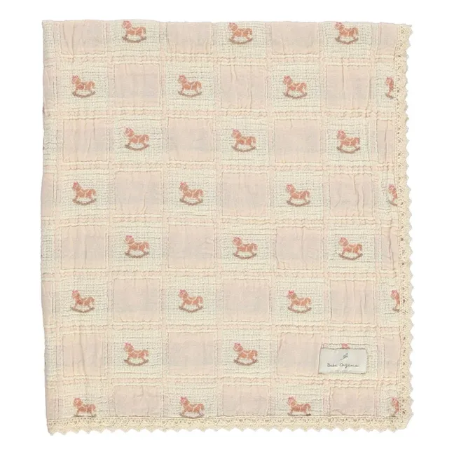 Rocking Horse Organic Cotton Blanket | Dusty Pink