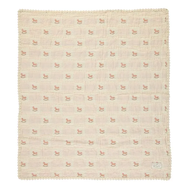 Rocking Horse Organic Cotton Blanket | Dusty Pink