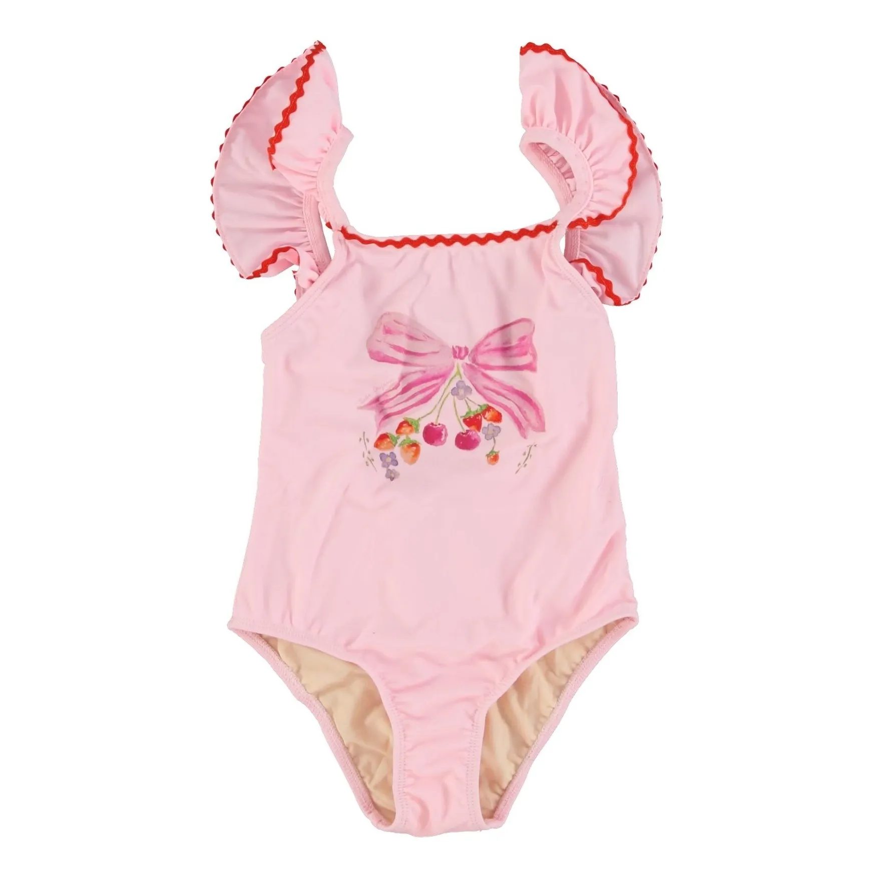 Bebe Organic Powder Pink Juliet Ruffle Swimsuit