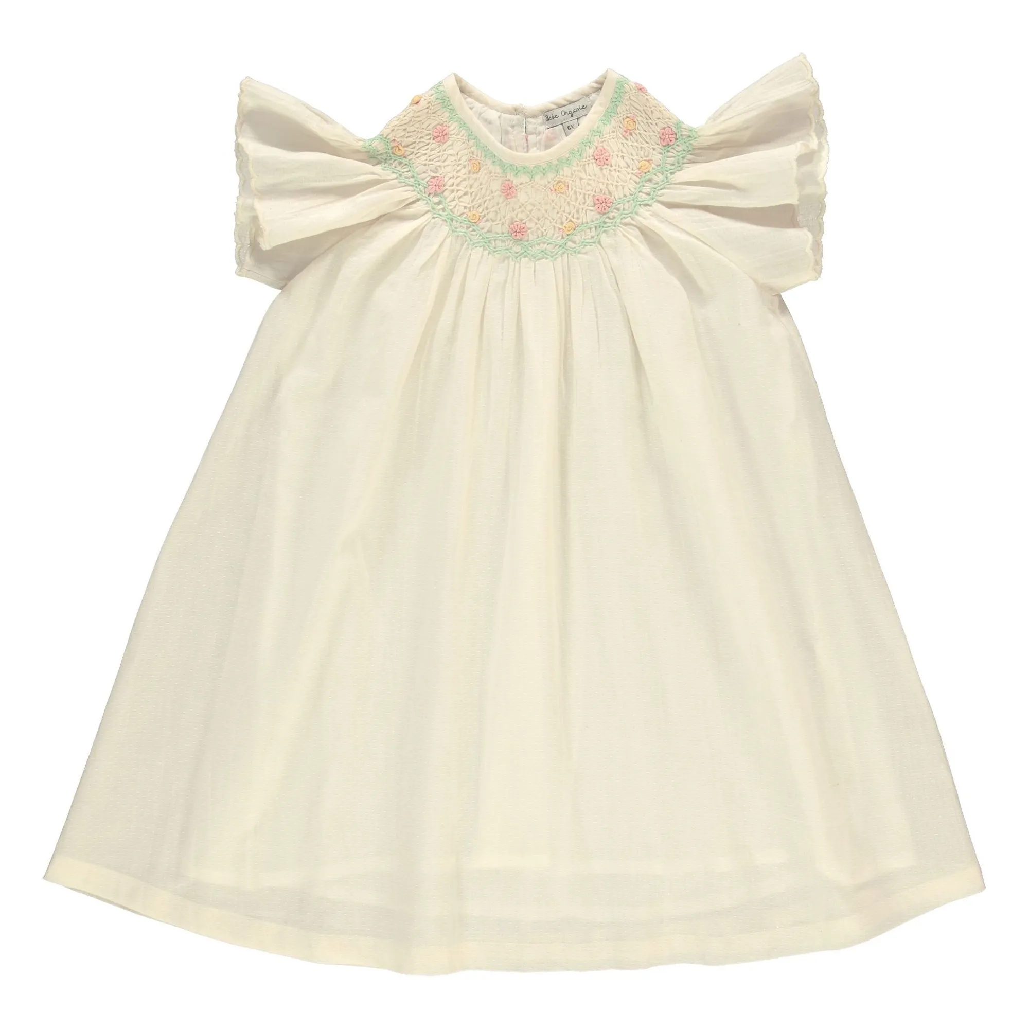 Bebe Organic Ecru Luna Flower Smocked Dress