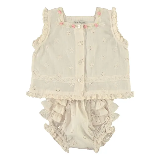 Luna Ruffle Top and Bloomer Set | Ecru
