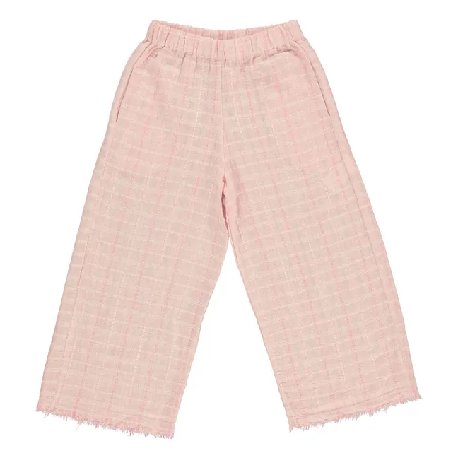 Pantalon Emma Carreaux | Rose pâle