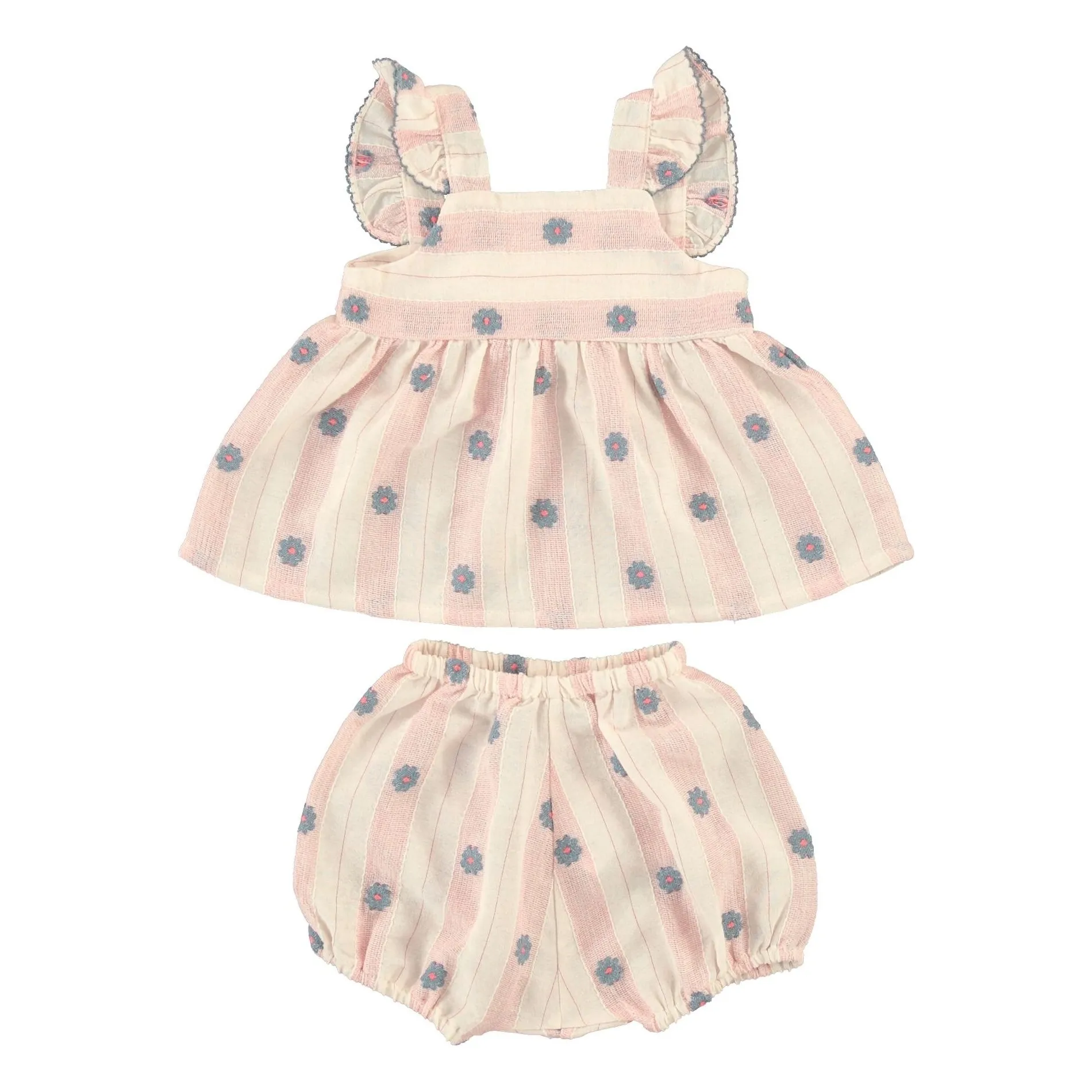 Bebe Organic Pale Pink Elwen Fleuri Top And Bloomer Set