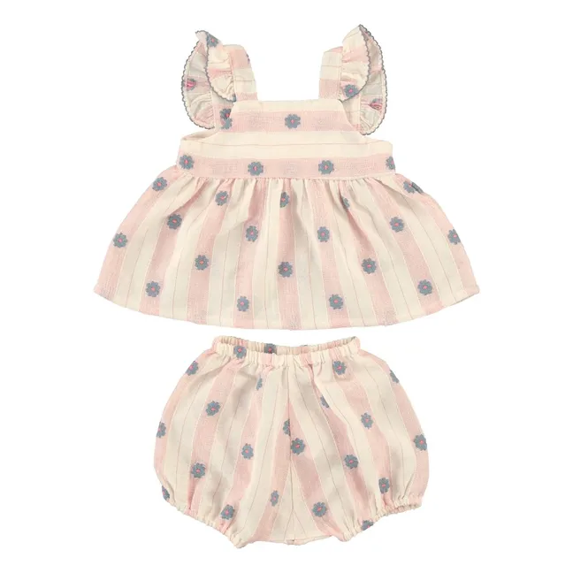 Ensemble Top et Bloomer Elwen Fleuri | Rose pâle