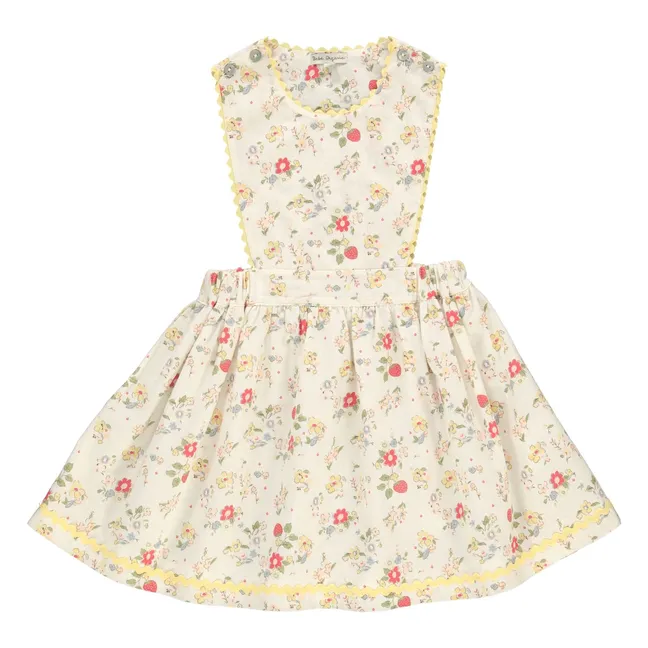 Robe Tablier Feston Annice Fleurie | Blanc