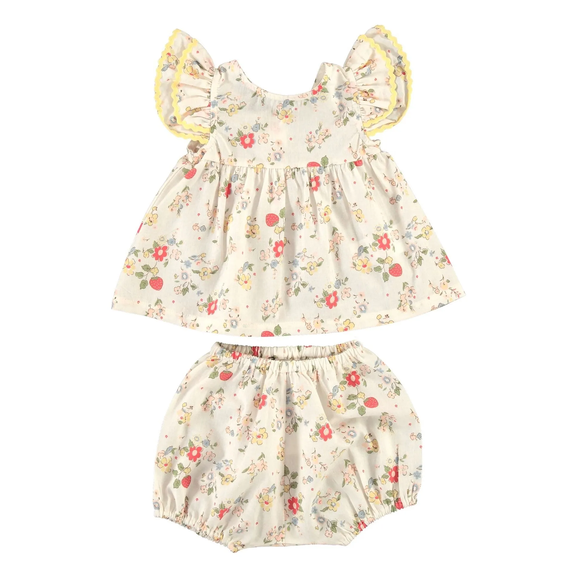 Bebe Organic White Annice Fleuri Top And Bloomer Set