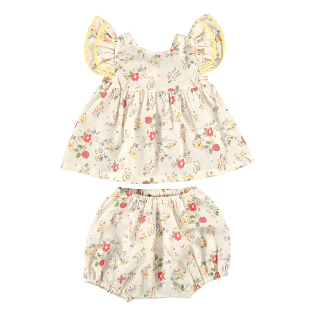 Ensemble Top et Bloomer Annice Fleuri | Blanc