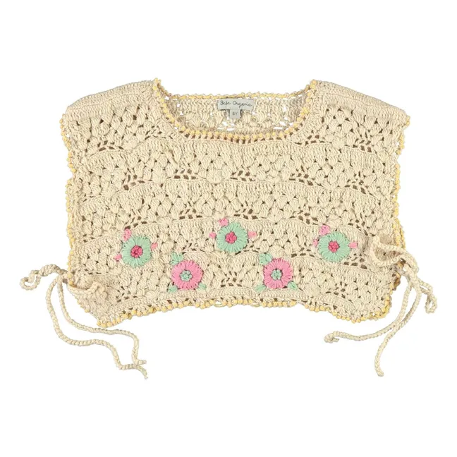 Anais Crochet Top Organic Cotton Flowers | Ecru