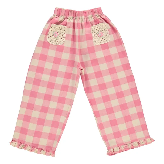 Anais Carreaux Pockets Crochet Trousers | Pink