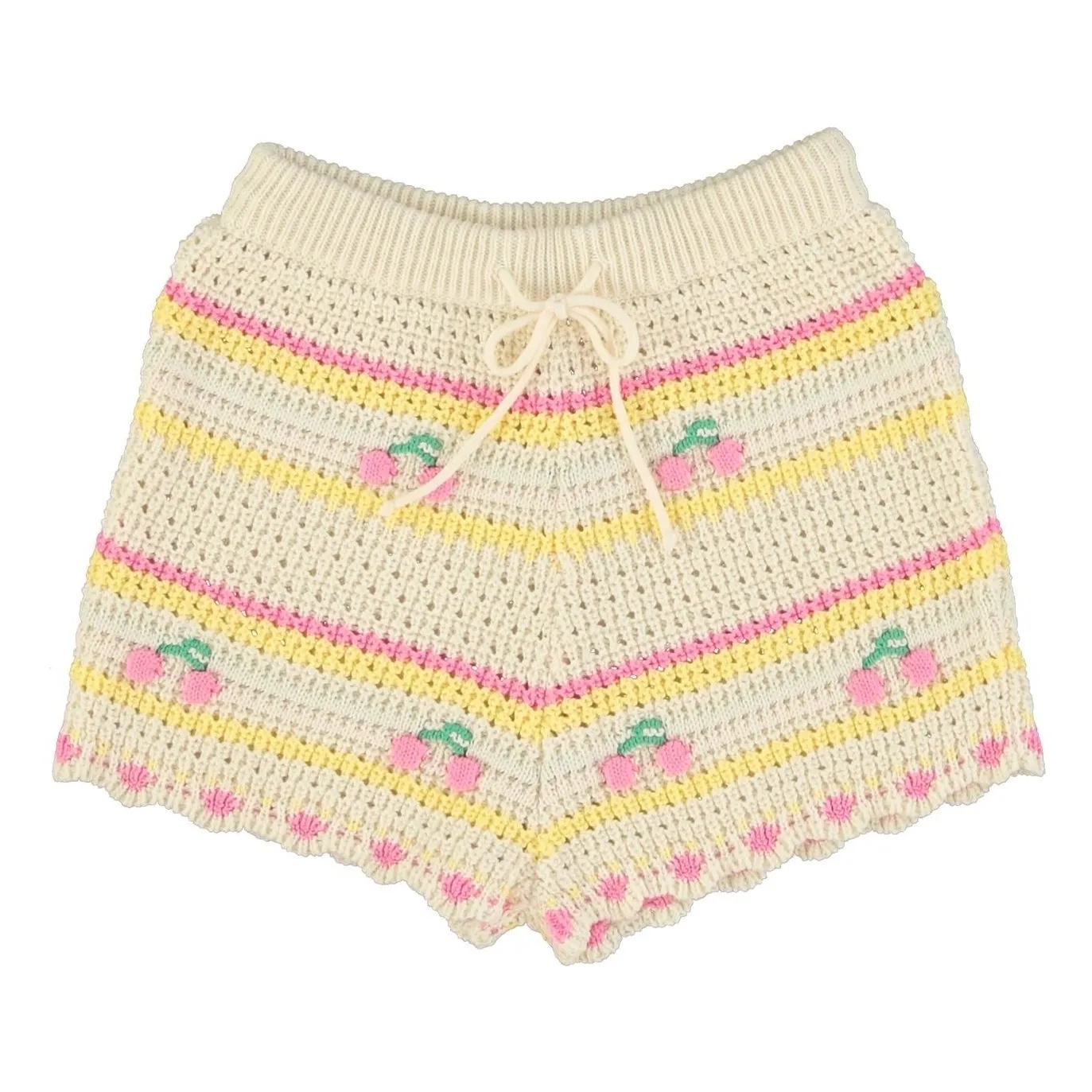 Bebe Organic Ecru Short Crochet Paloma Cerises Coton Bio