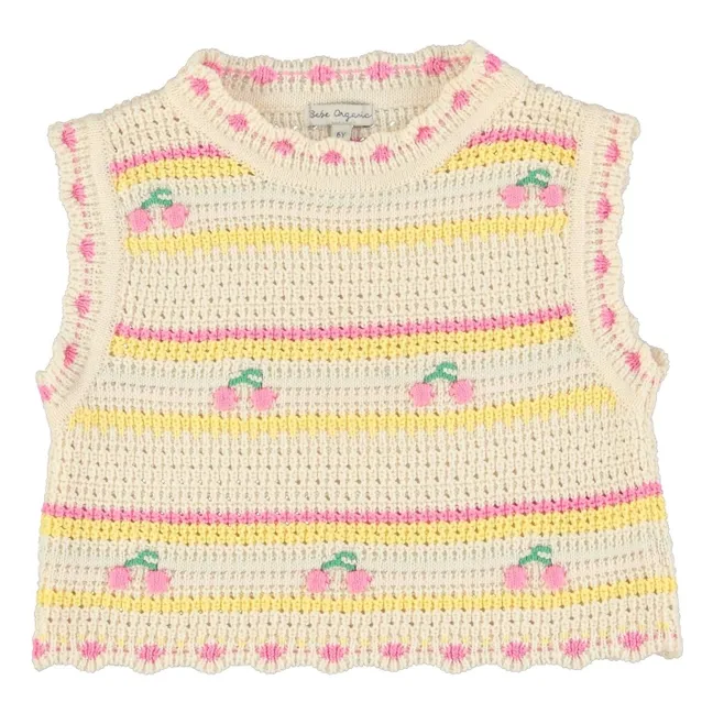 Top Crochet Paloma Cerises Coton Bio | Ecru