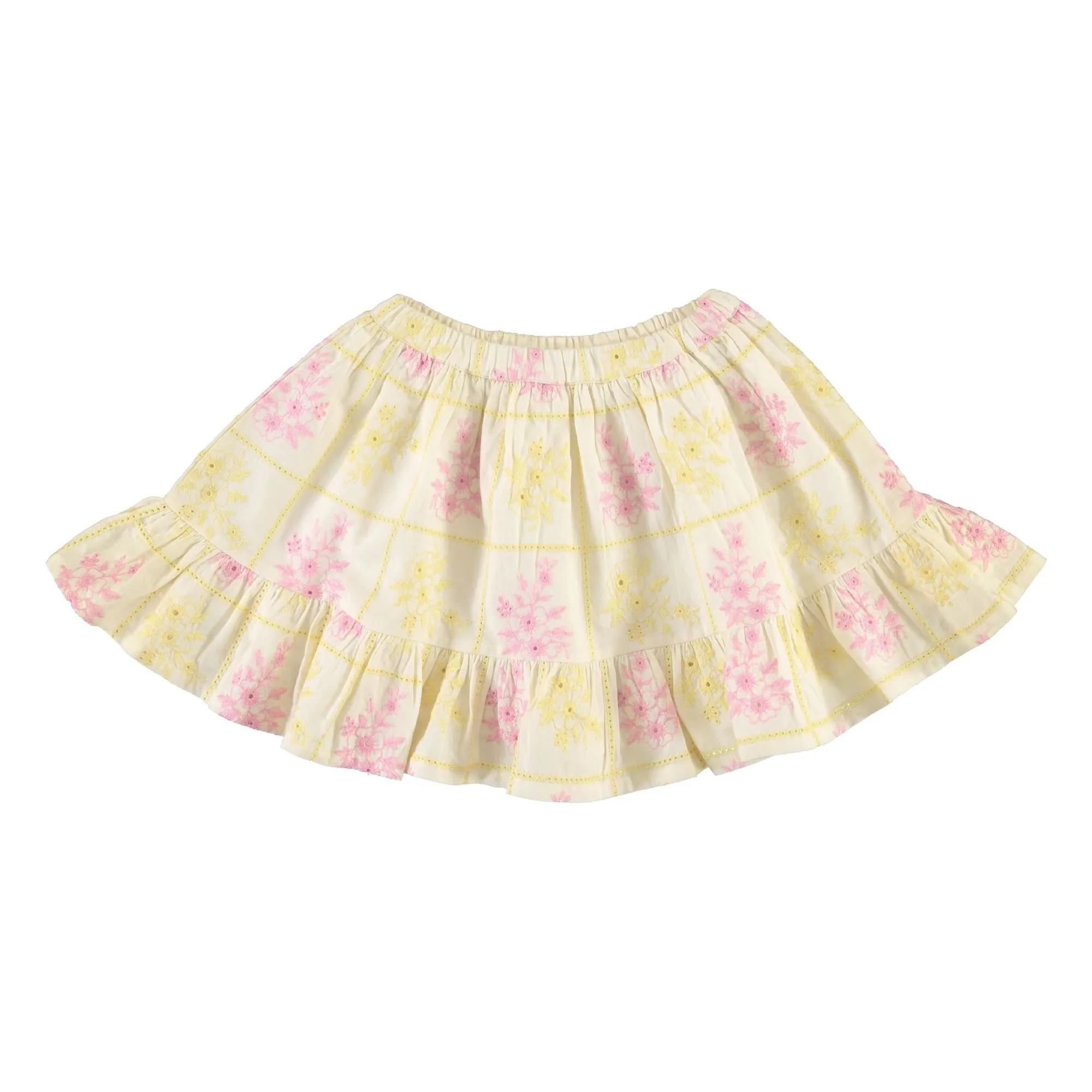 Bebe Organic Yellow Alba Embroidered Skirt