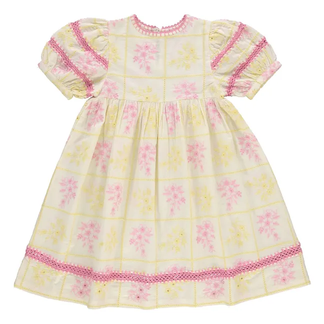 Alba Embroidered Apron Dress | Yellow