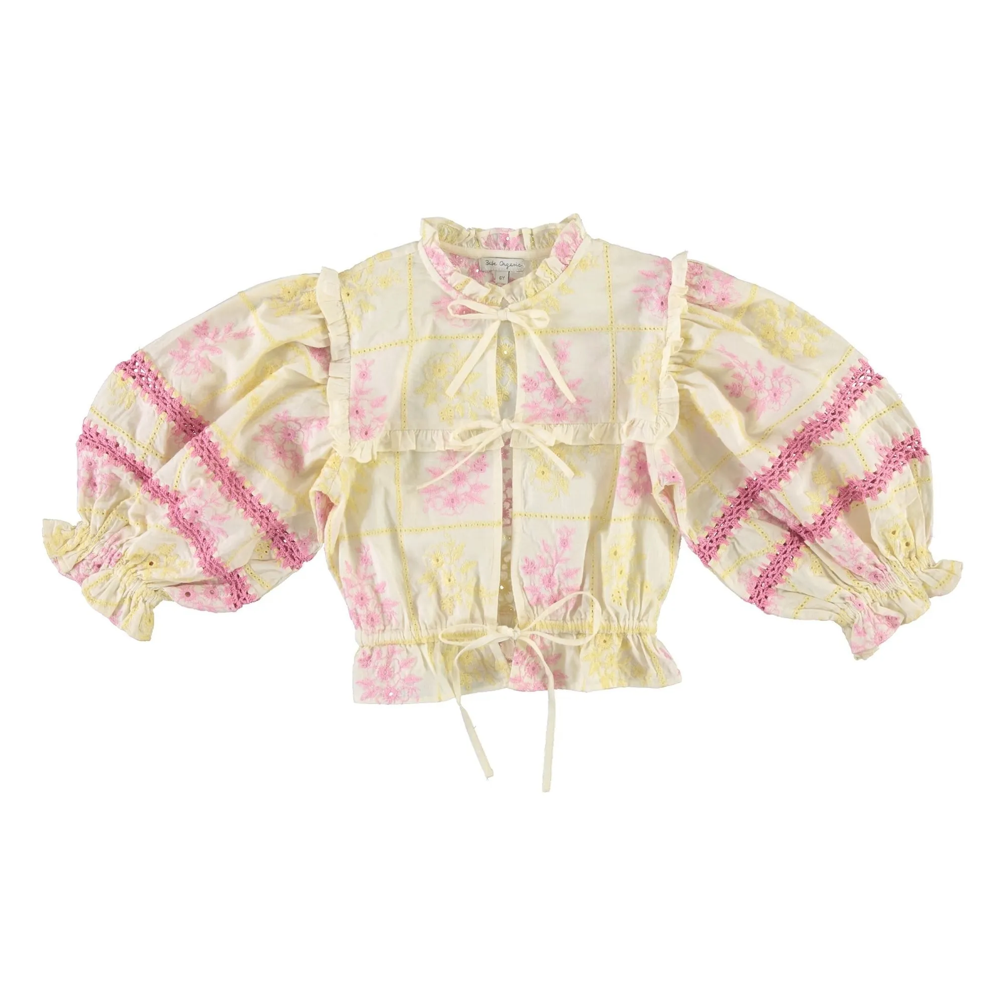 Bebe Organic Yellow Alba Embroidered Blouse
