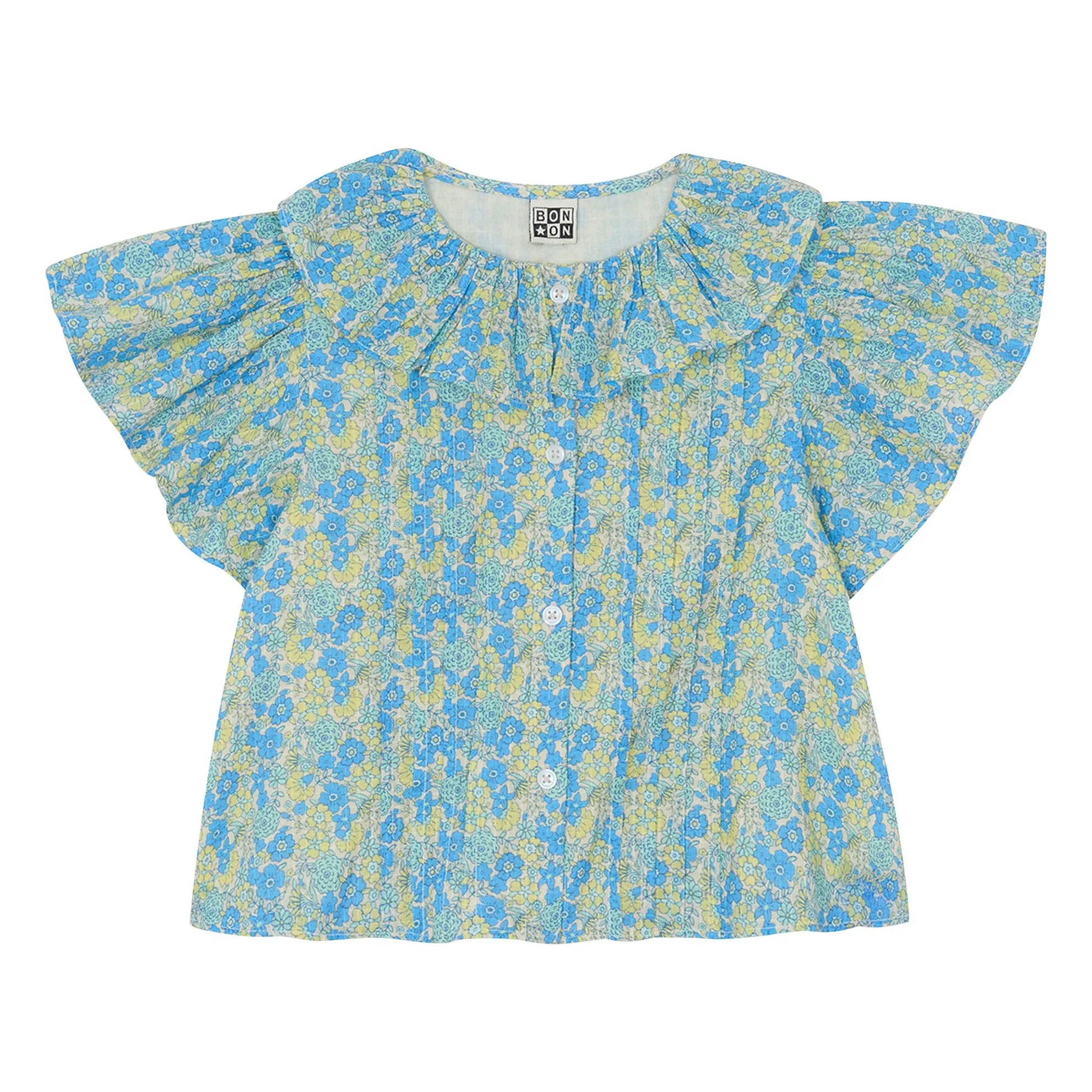 Bonton Blue Blouse Col Claudine Nancy Fleurie Capsule 25 Ans