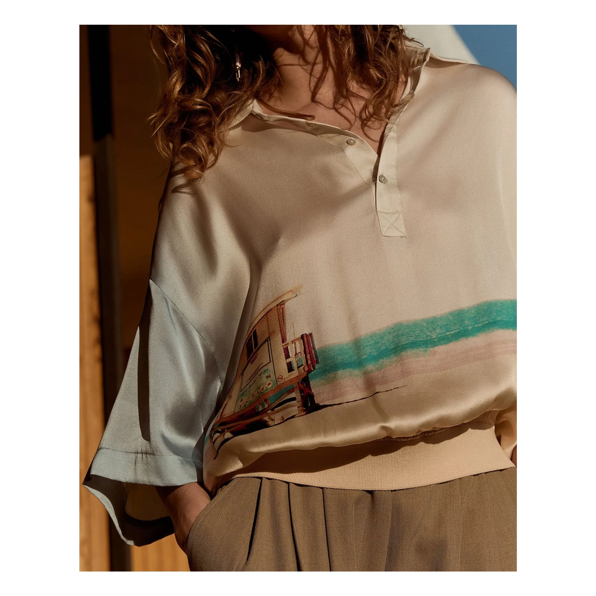 Blouse Malden Soie | Bleu- Image produit n°9